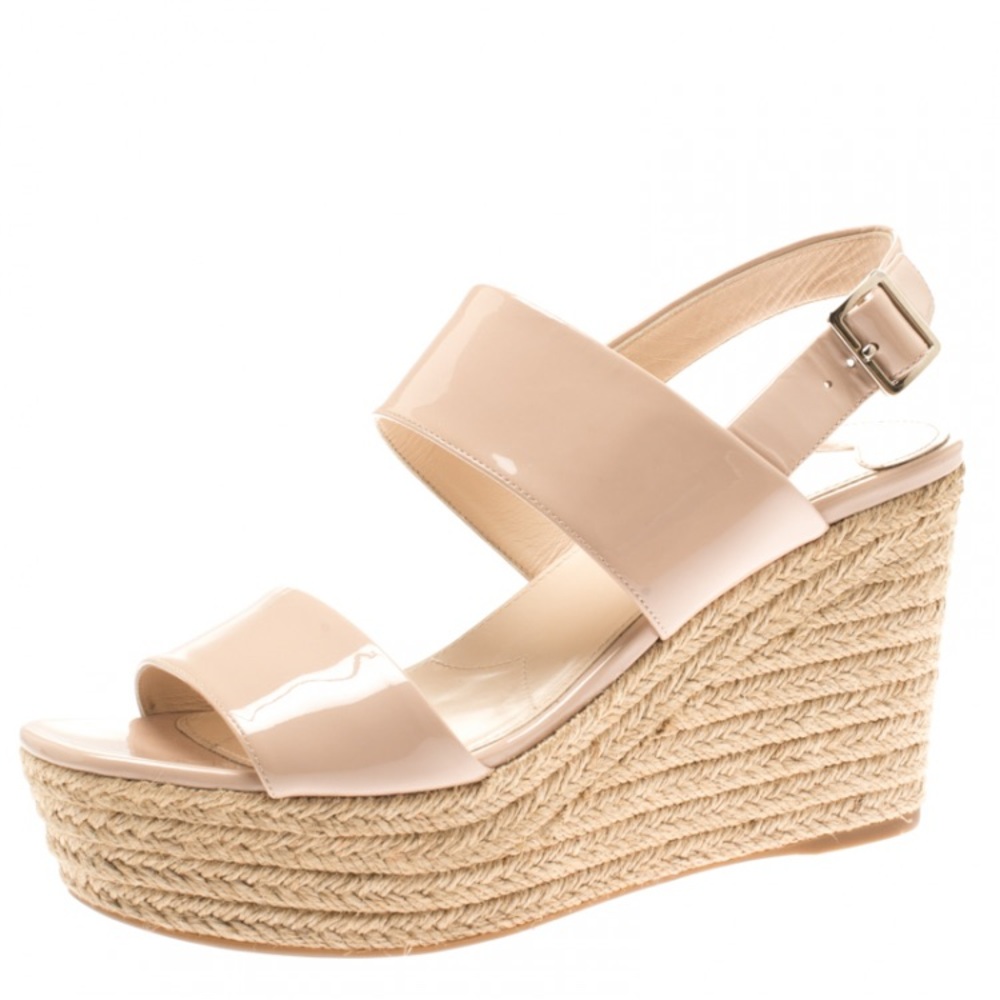 Prada Espadrille Sandals Nude Patent Ankle Strap 5